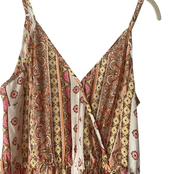 Band of Gypsies Boho Lightweight Jumpsuit Summer Tones Size Large - Picture 2 of 4
